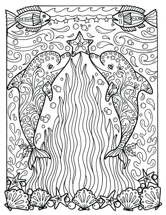 570x738 Coloring Pages Of Dolphins Page Adult