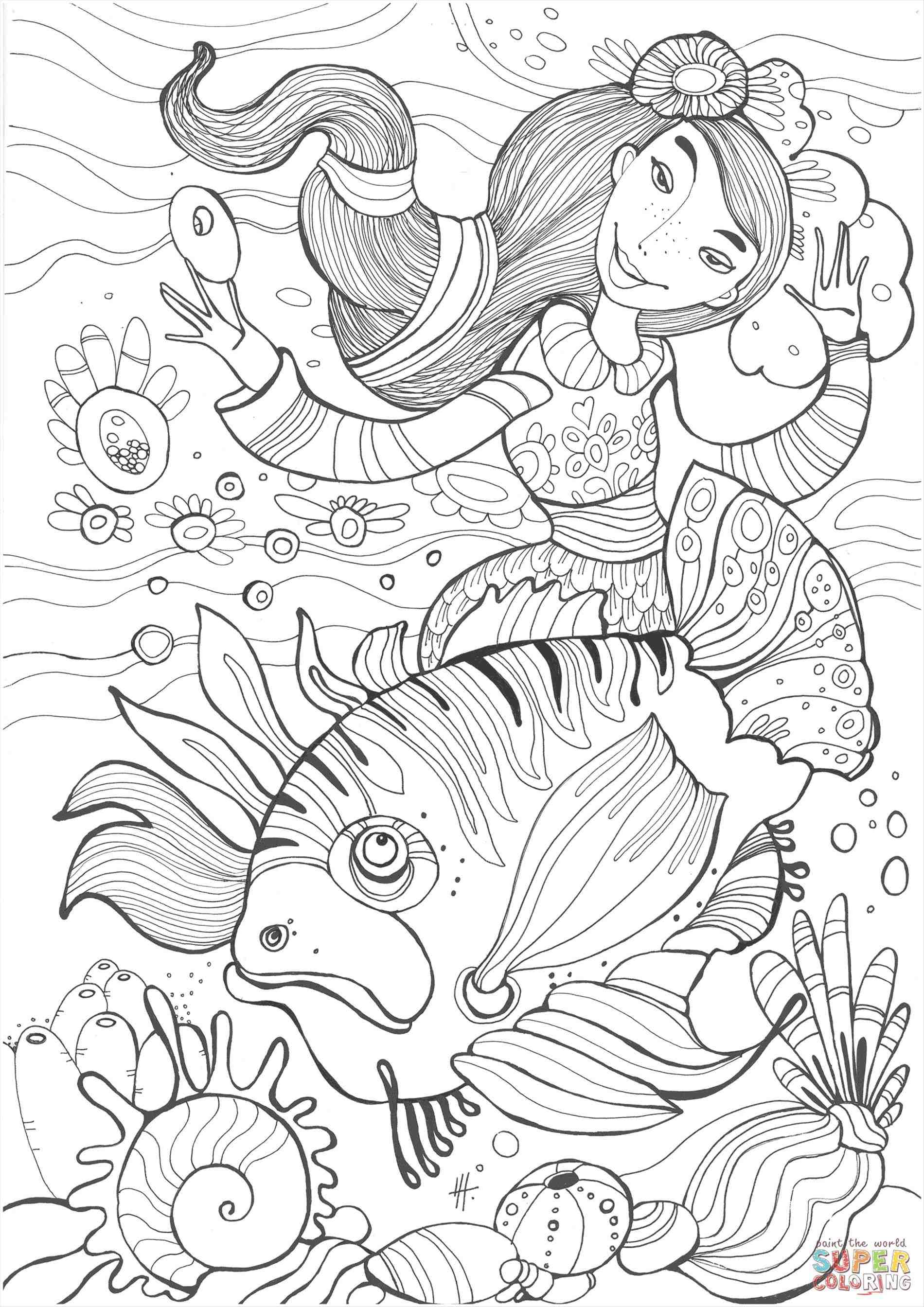 909 Unicorn Detailed Mermaid Coloring Pages with disney character