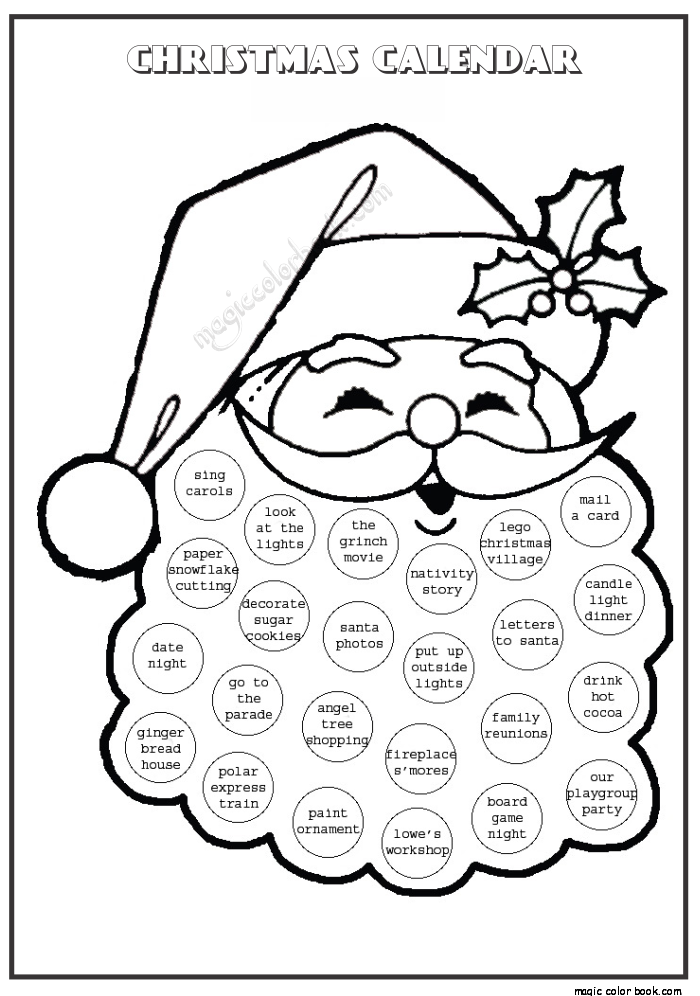 Free Printable Advent Calendar To Color