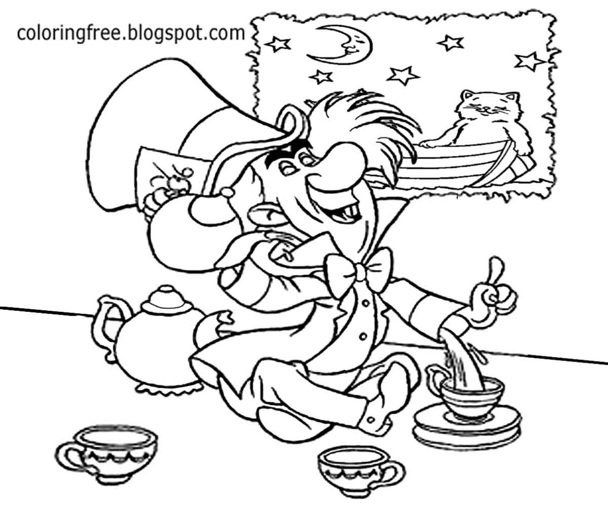 Alice In Wonderland Tea Party Coloring Pages at GetColorings.com | Free