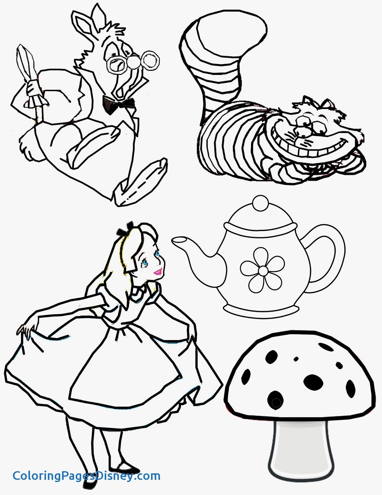 Alice In Wonderland Tea Party Coloring Pages at Free