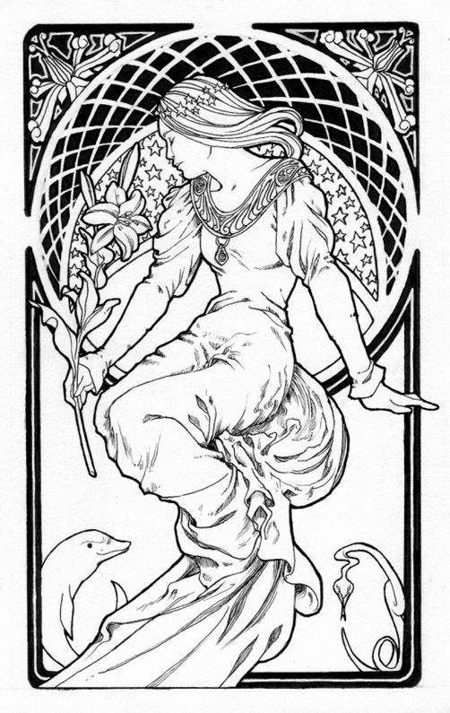 Alphonse Mucha Coloring Pages at GetColorings.com | Free printable