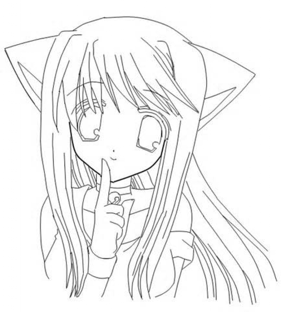 Anime Cat Girl Coloring Pages at GetColoringscom Free