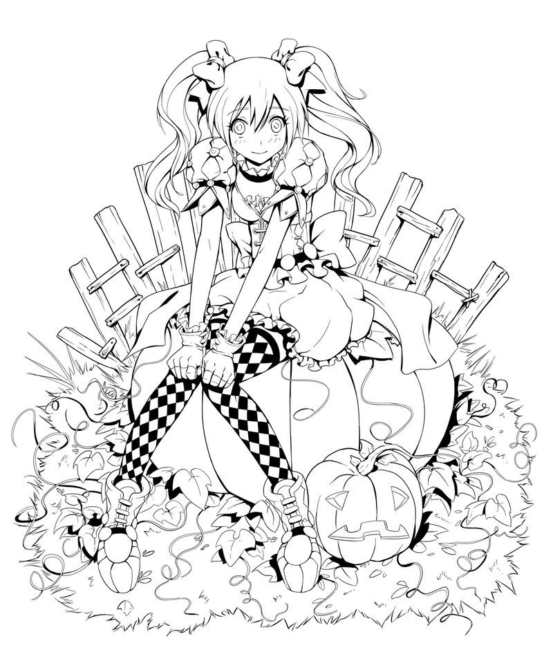 Anime Halloween Coloring Pages at GetColorings.com | Free printable