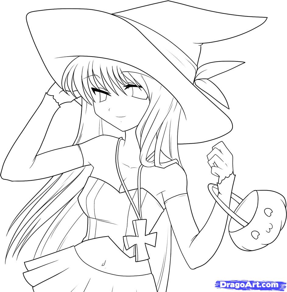 Anime Halloween Coloring Pages at Free printable
