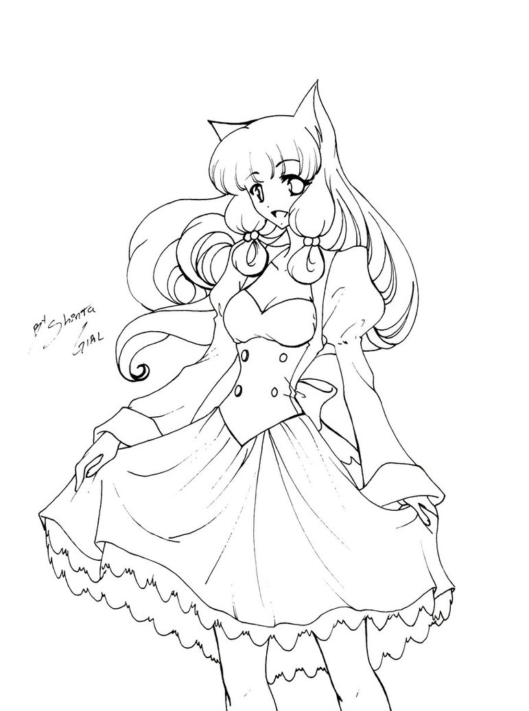 Anime Neko Coloring Pages at GetColorings.com | Free printable
