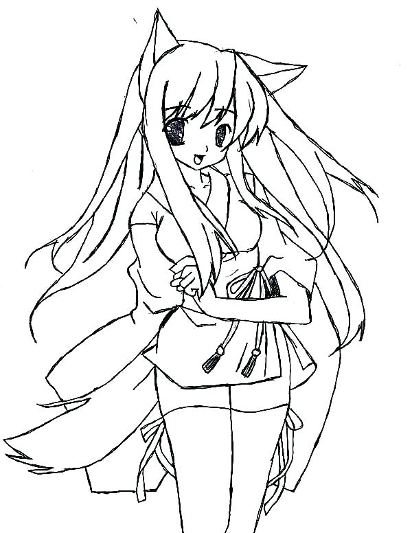 Anime Wolf Girl Coloring Pages at GetColorings.com   Free printable ...