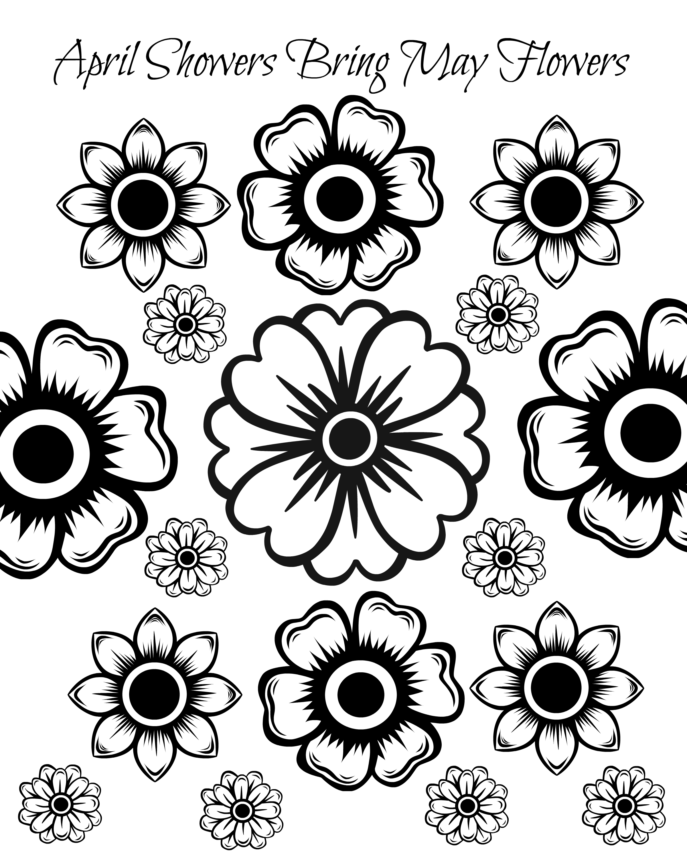 April Showers Bring May Flowers Coloring Page at ...