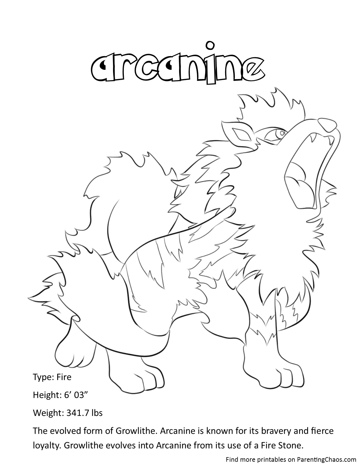 Arcanine Coloring Page at GetColorings.com | Free printable colorings