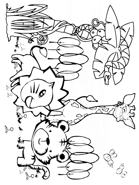 Jungle Animals Coloring Page Preschool : Jungle Themed Coloring Pages