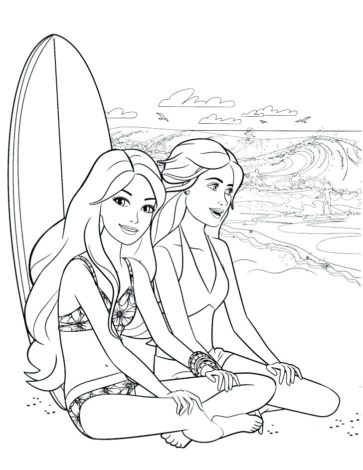 Barbie Beach Coloring Pages at Free