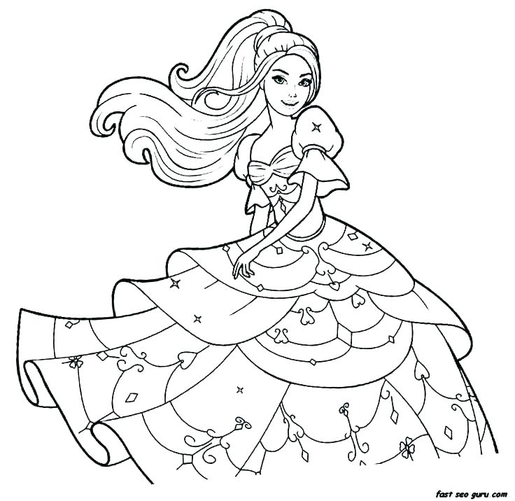 Barbie Princess Mermaid Coloring Pages at Free