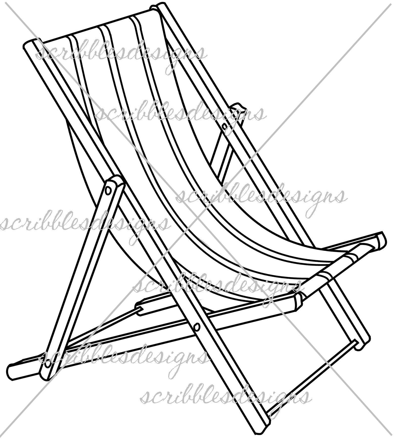 Simple Beach Chair Coloring Page for Simple Design