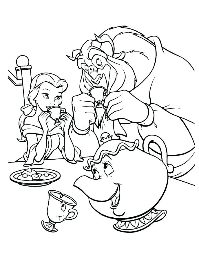 Belle Beauty And The Beast Coloring Pages at Free