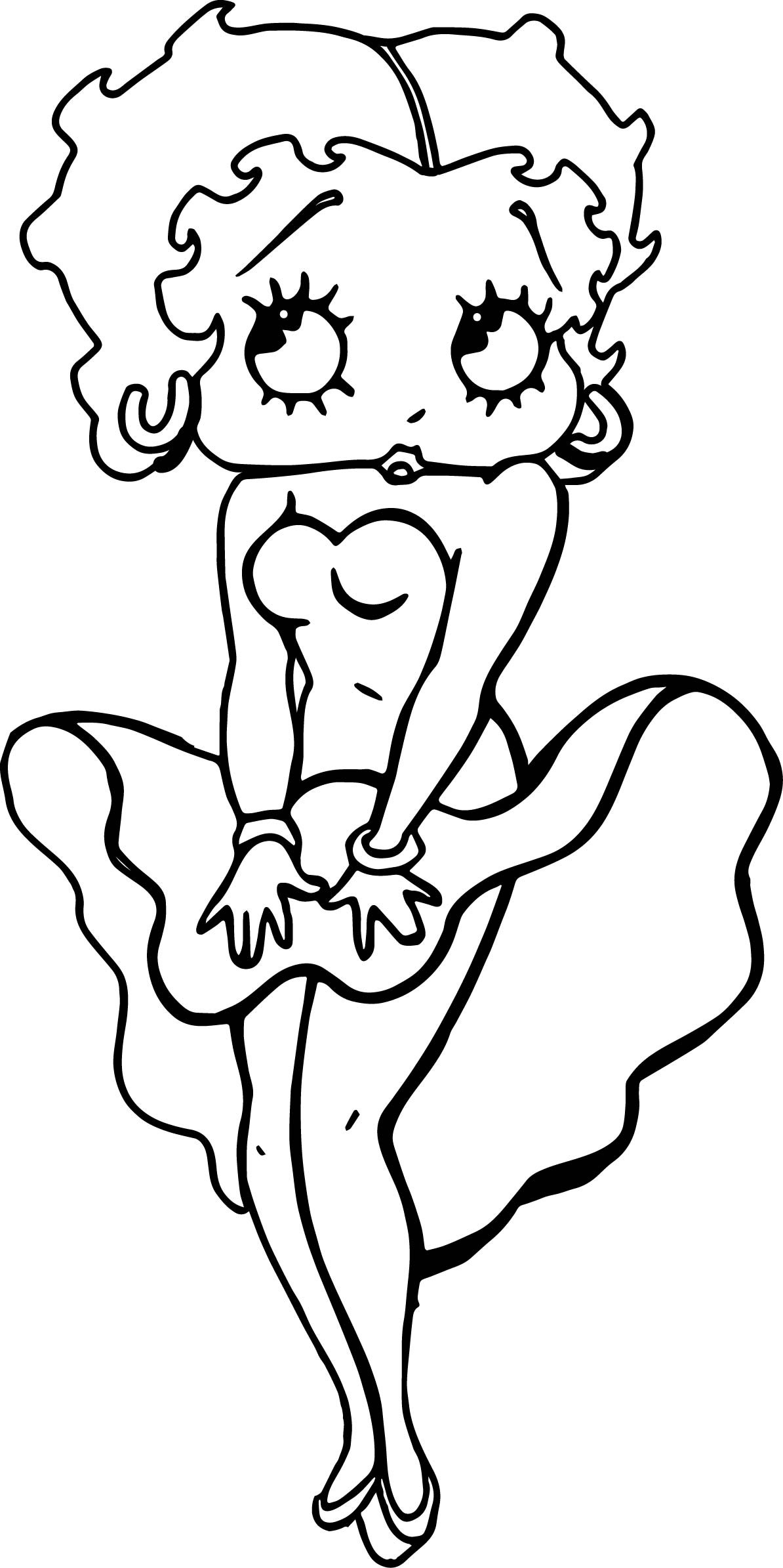 betty boop black and white drawing
