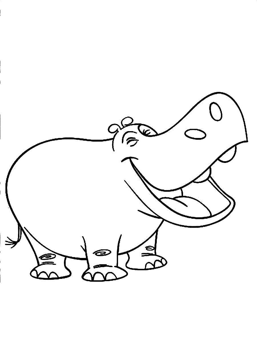 Cartoon Hippo Coloring Pages