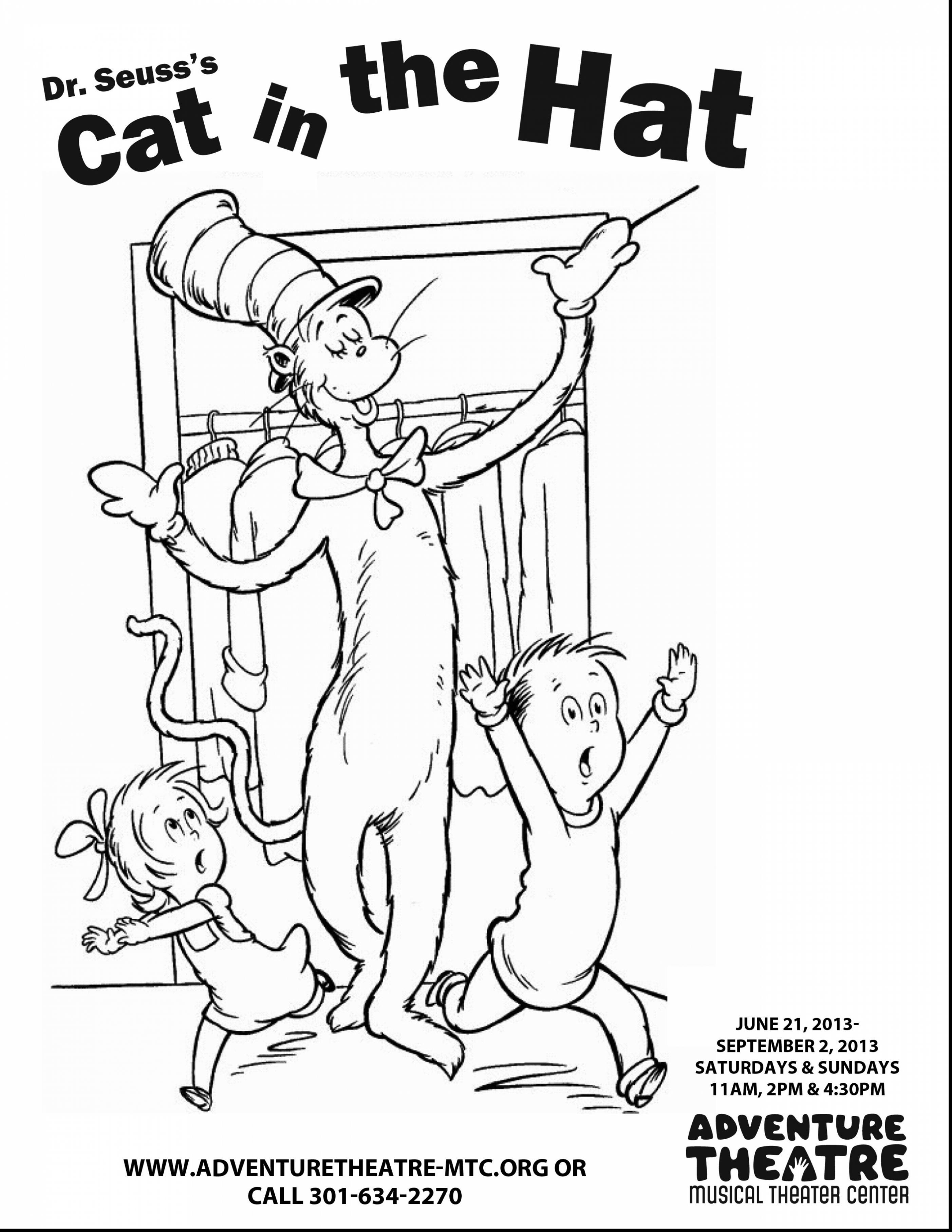 easy cat in the hat coloring pages