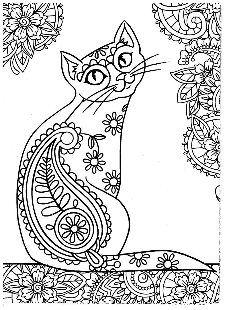 Printable Cat Coloring Pages For Adults | Monaicyn Kitchen Ideas