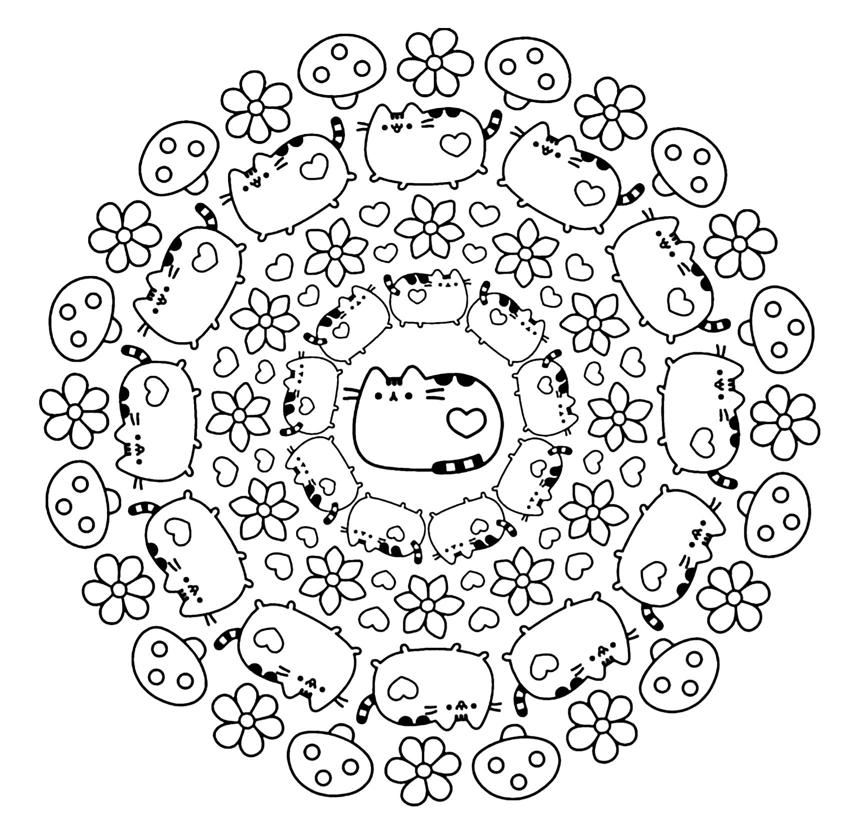 Cat Mandala Coloring Pages at GetColorings.com | Free printable