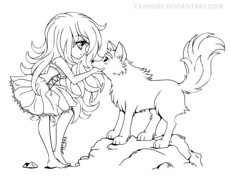 Chibi Wolf Coloring Pages at GetColorings.com | Free printable