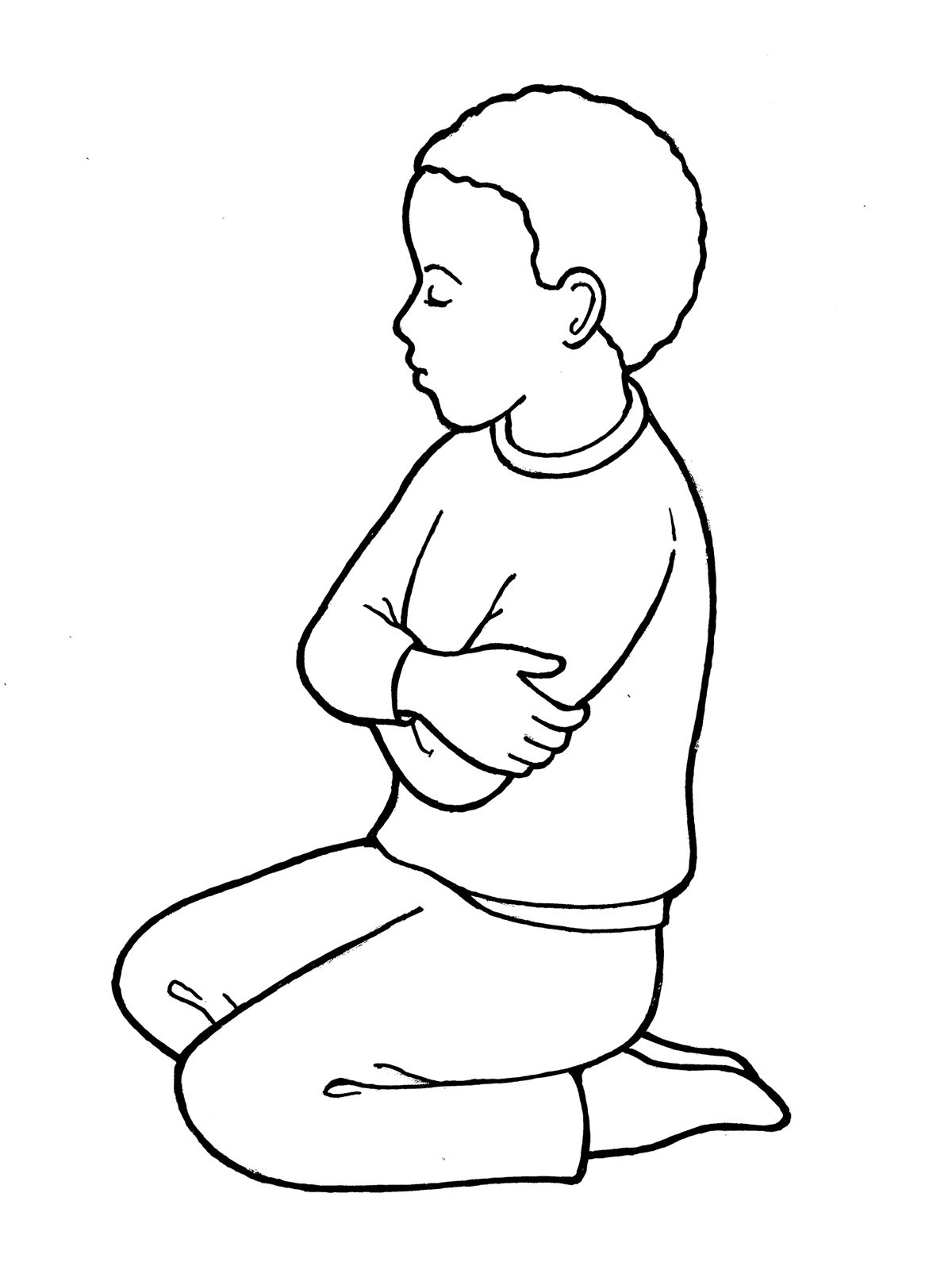 Child Praying Coloring Page at Free printable