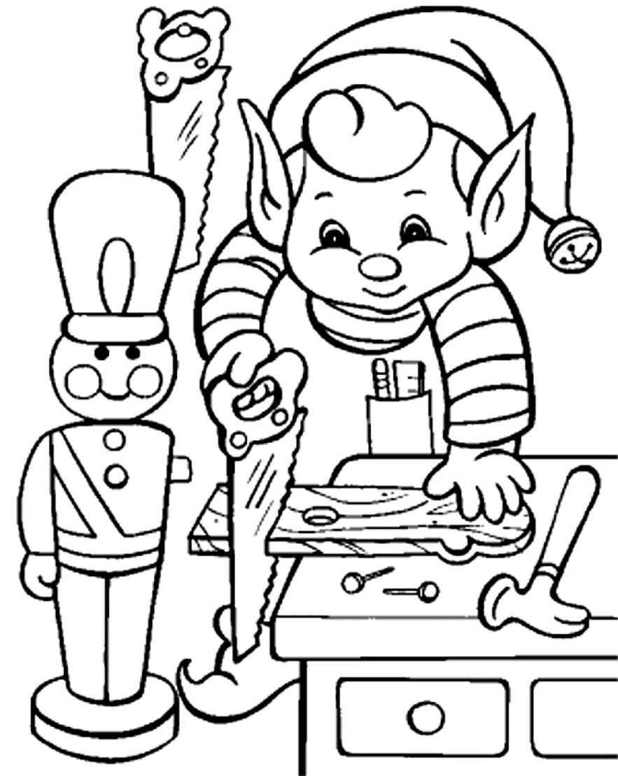 Christmas Elf Coloring Pages Printable at Free
