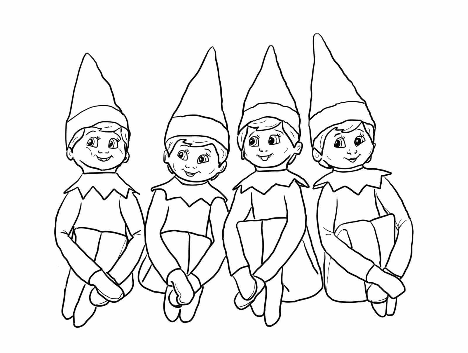 Christmas Elf On The Shelf Coloring Pages at Free