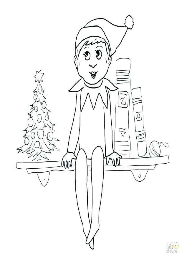 Christmas Elf On The Shelf Coloring Pages at Free