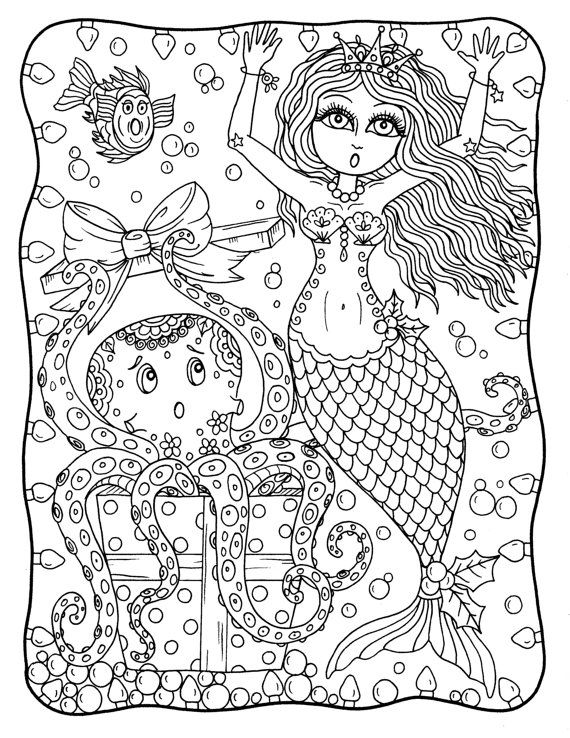 Christmas Mermaid Coloring Pages at GetColorings.com ...