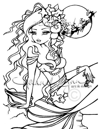 Christmas Mermaid Coloring Pages at GetColorings.com | Free printable
