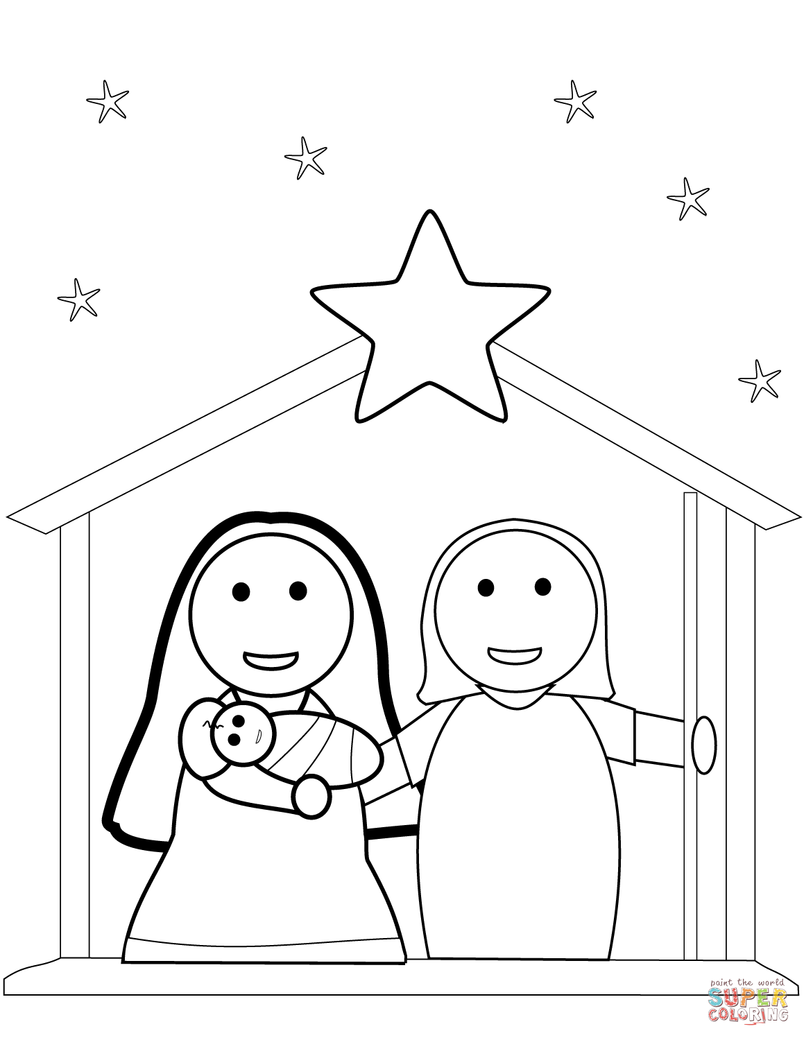 1159x1500 Christmas Nativity Scene Coloring Page Free Printable