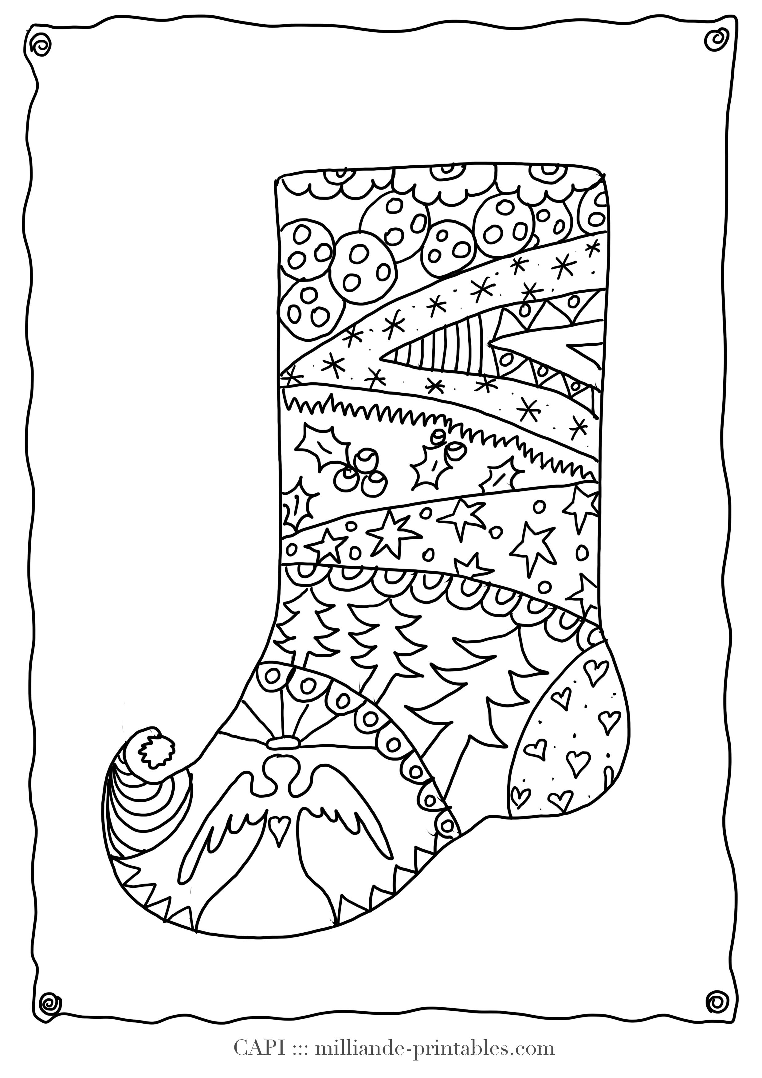 Christmas Stocking Coloring Pages Pattern at Free