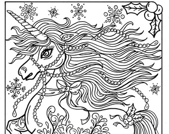 Christmas Unicorn Coloring Page : Unicorn Colouring A4 Printable