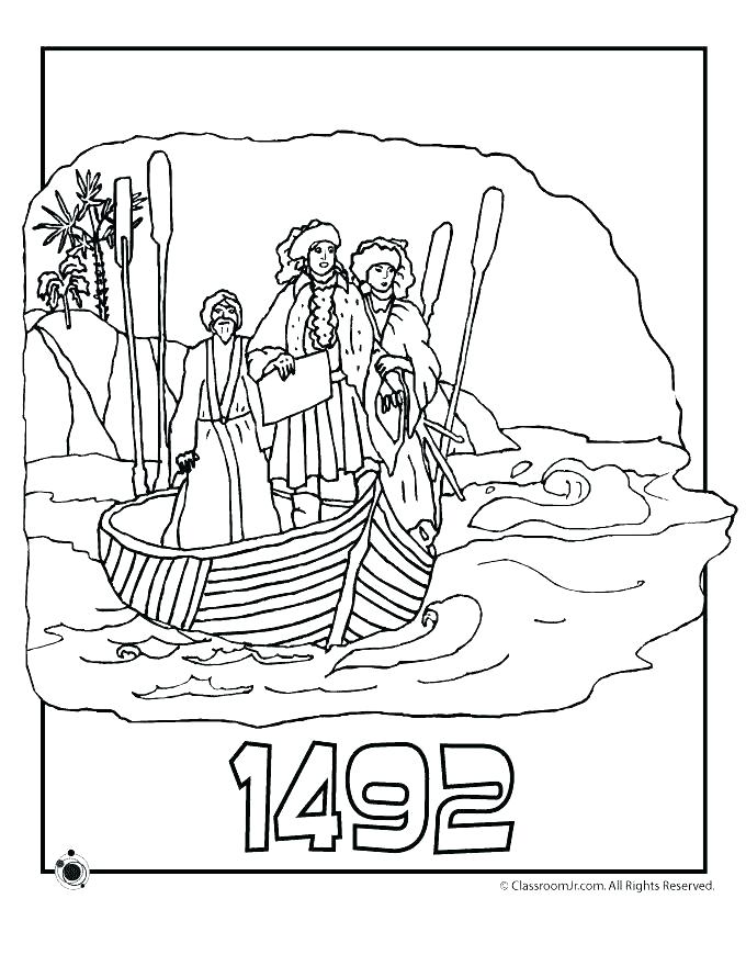 447 Cute Christopher Columbus Three Ships Coloring Pages with Animal character