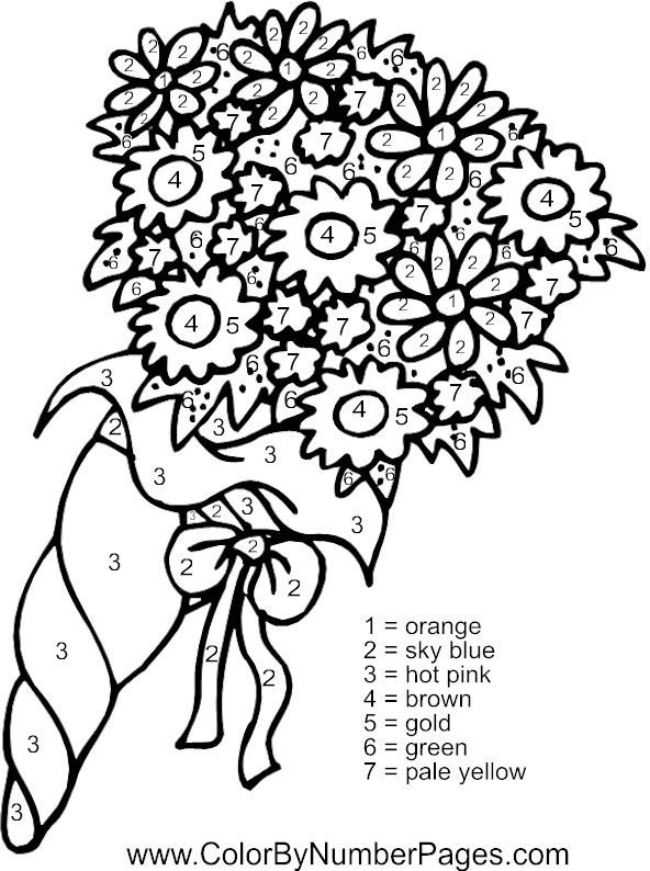 color by number flowers for kindergarten
