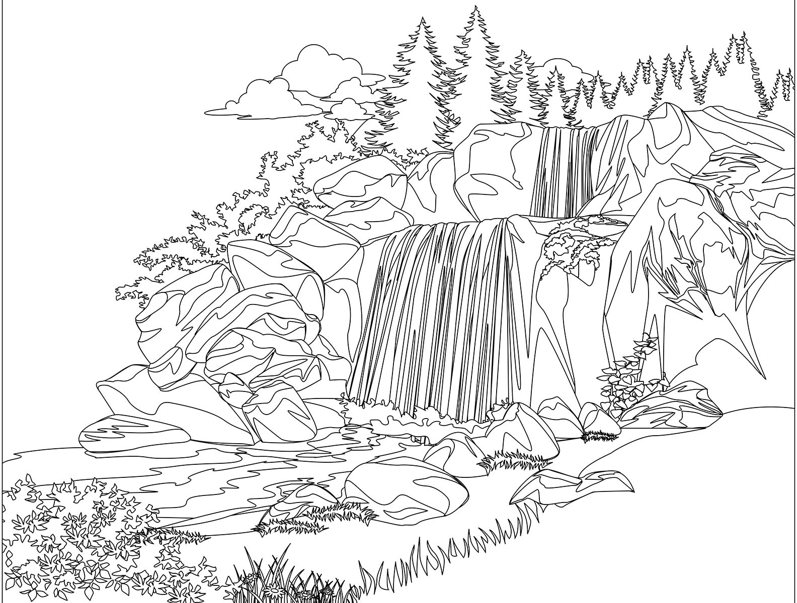 Coloring Page Waterfall at GetColorings.com | Free printable colorings