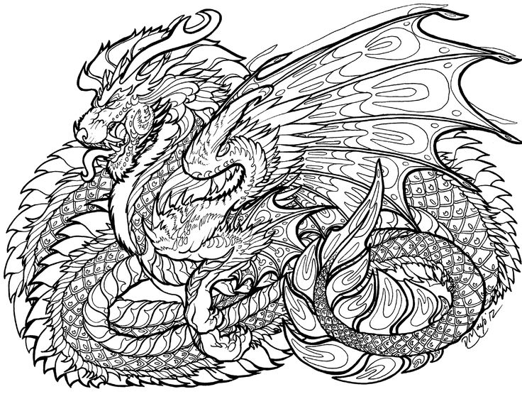 Coloring Pages For Adults Difficult Dragons at