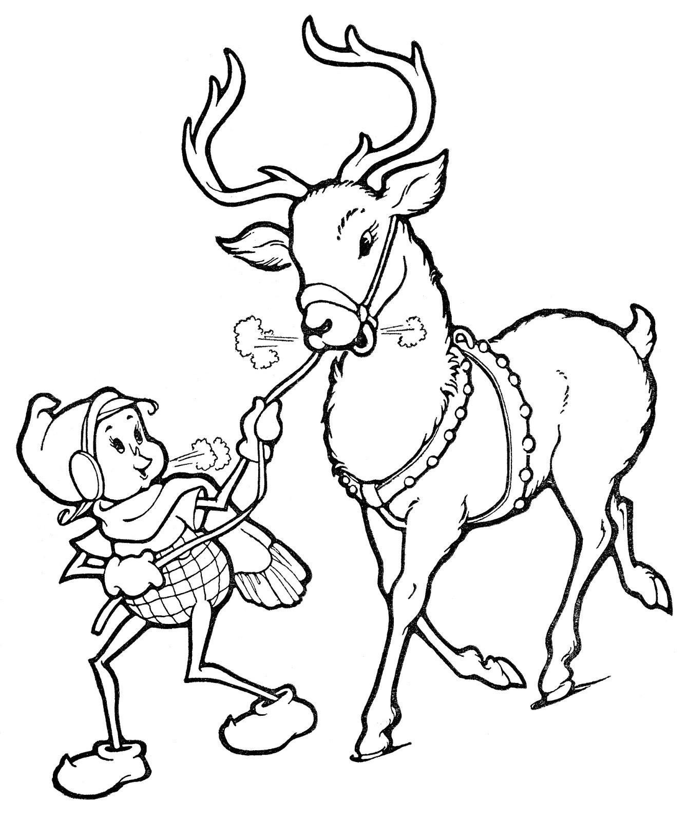 Coloring Pages For Christmas Reindeer at