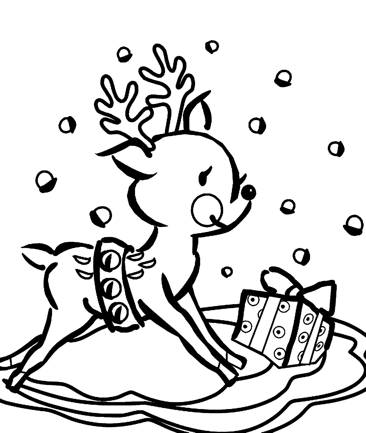 Coloring Pages For Christmas Reindeer at Free