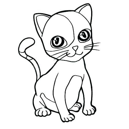 450x450 Kitty Coloring Pages Cartoon Cute Cat