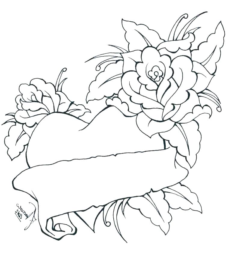 Coloring Pages Of Hearts With Roses at