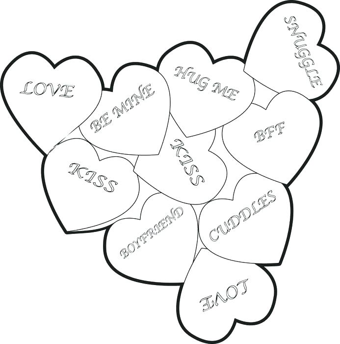 Conversation Hearts Coloring Pages at GetColorings.com | Free printable