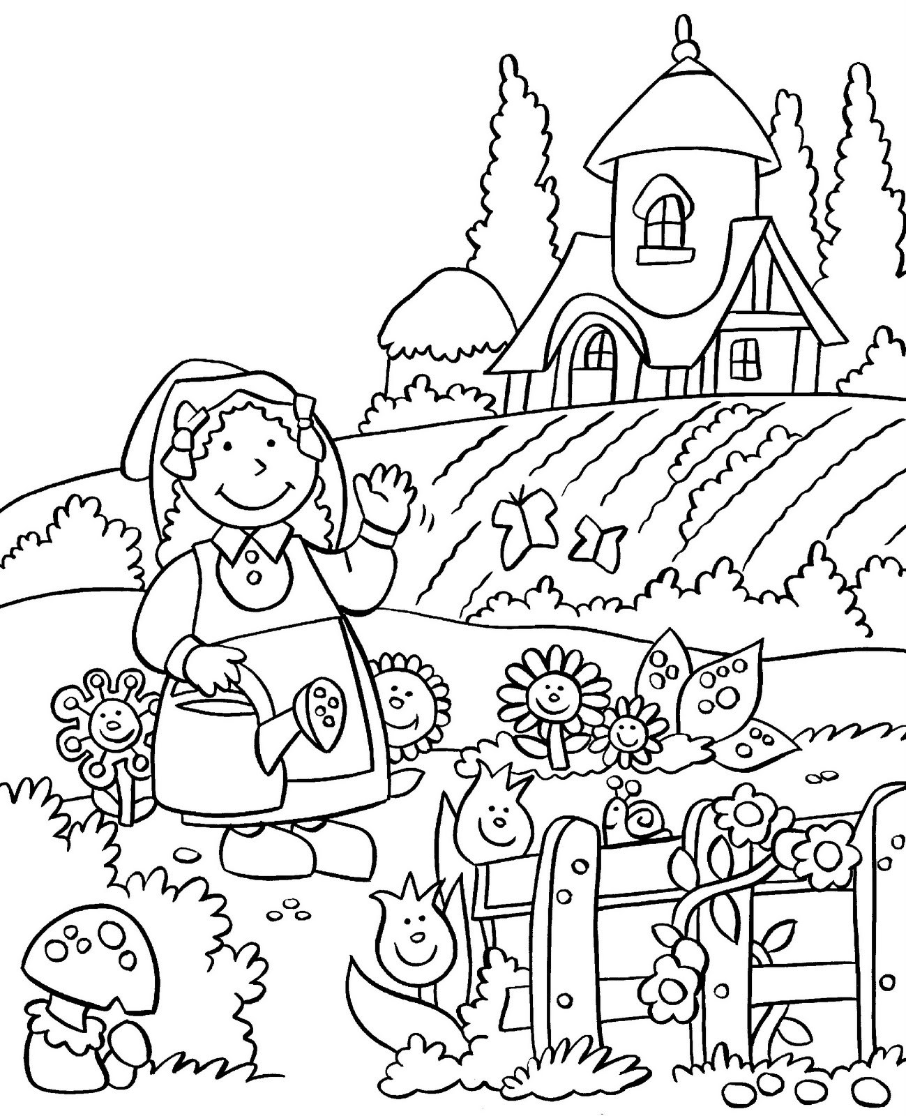 Country Scenes Coloring Pages at GetColorings.com | Free printable