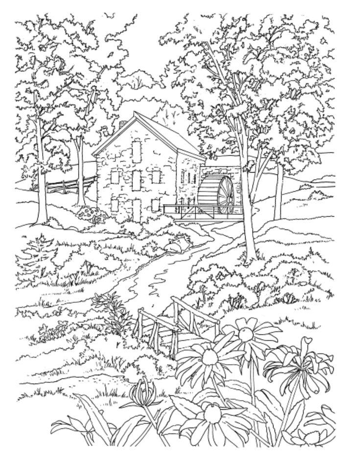 Country Scenes Coloring Pages at Free printable