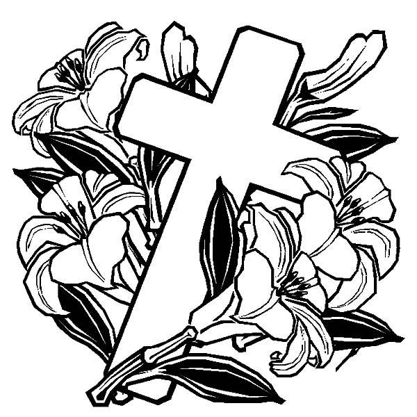Cross With Roses Coloring Pages at Free