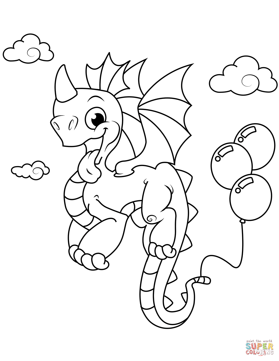 printable cute dragon coloring pages