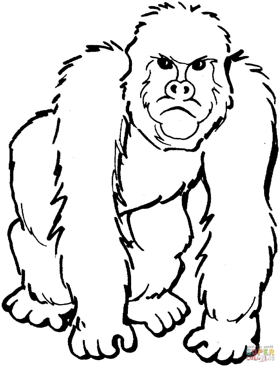 Cute Gorilla Coloring Pages at Free printable