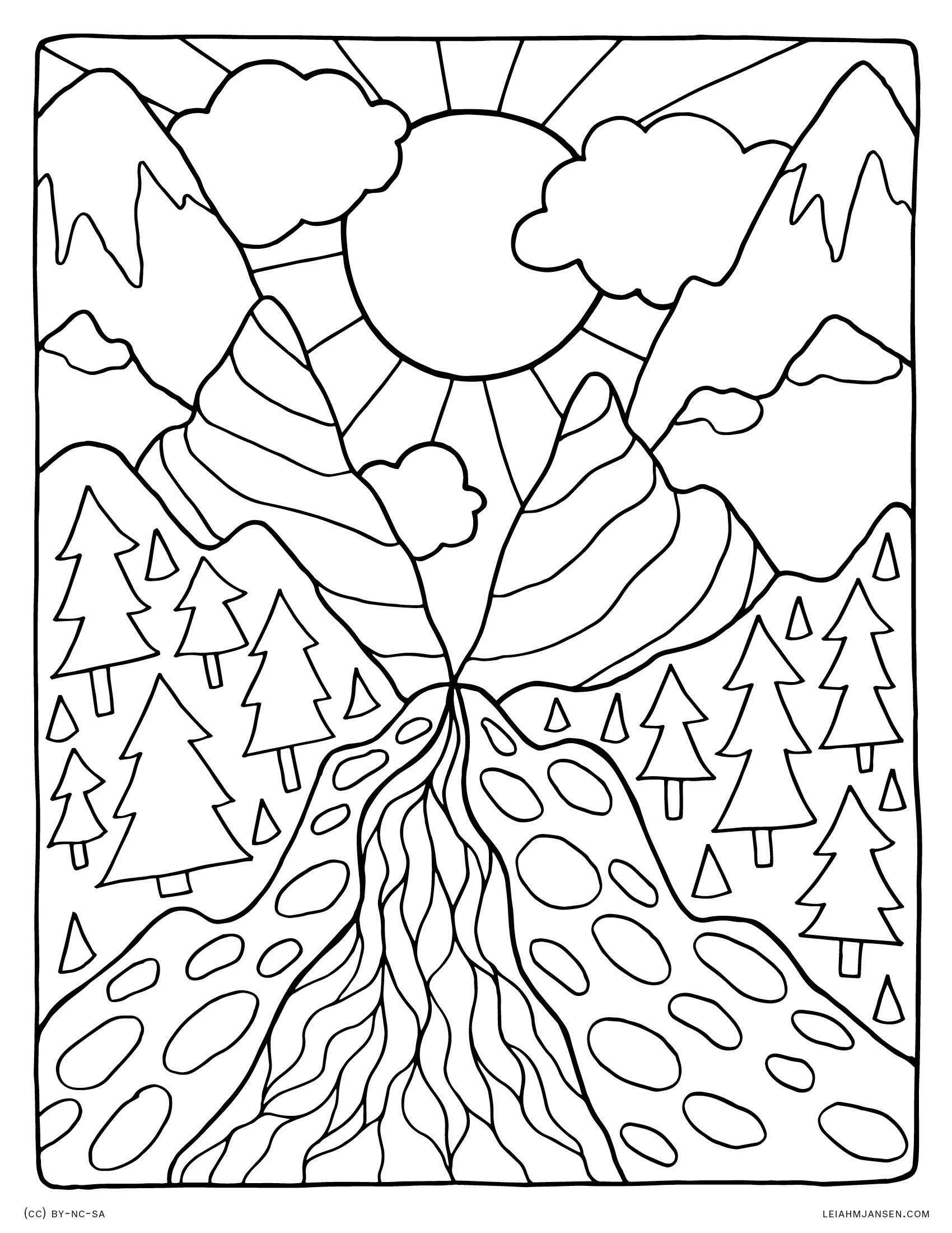 Detailed Landscape Coloring Pages For Adults at Free