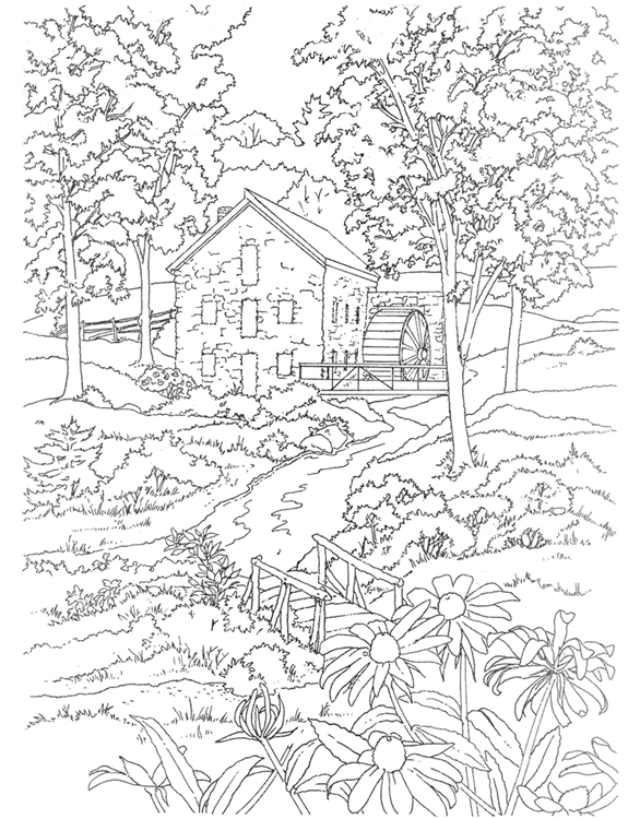 Detailed Landscape Coloring Pages For Adults At Free