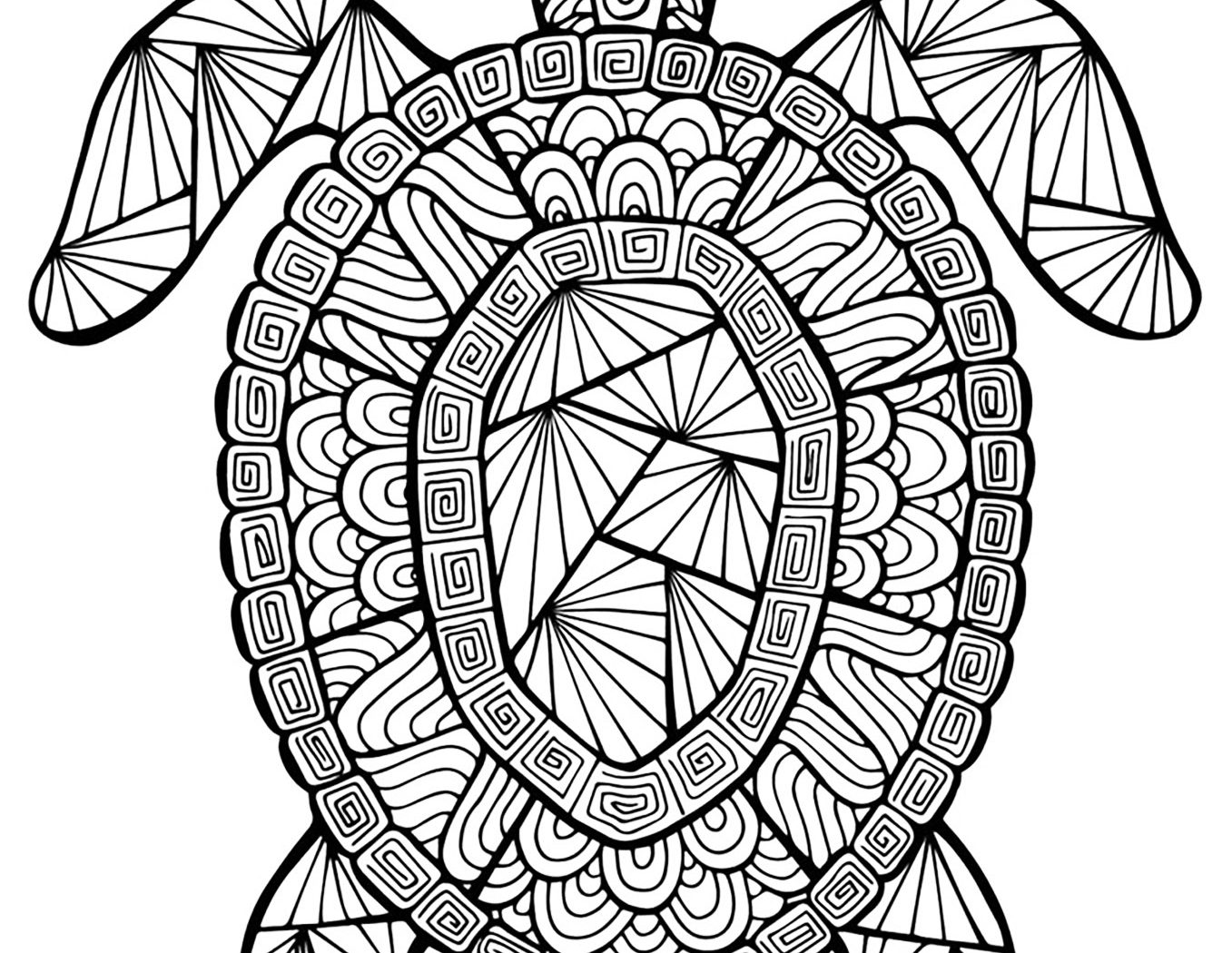 A detailed turtle coloring page of a party turtle from GetColorings.com